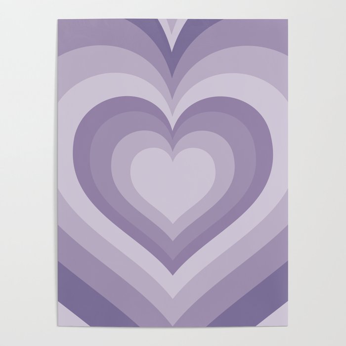 Pastel Lavender Concentric Hearts 90s Y2k Poster by Cocoon Design
