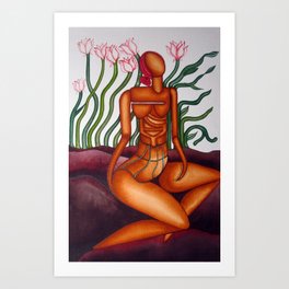 Nude with flowers Art Print