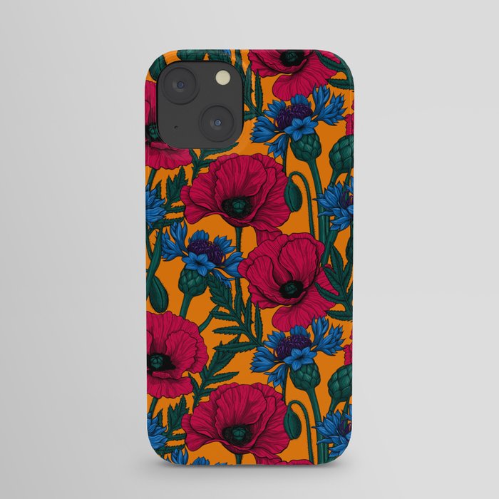 Red poppies and blue cornflowers iPhone Case