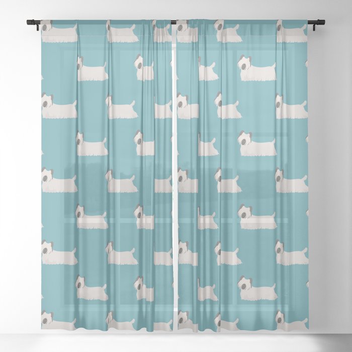 Skye Terrier Dog Pattern Sheer Curtain