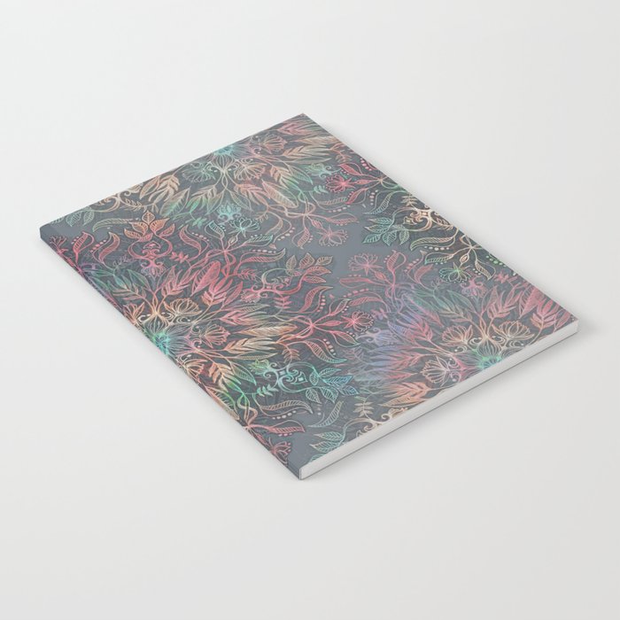 Winter Sunset Mandala in Charcoal, Mint and Melon Notebook