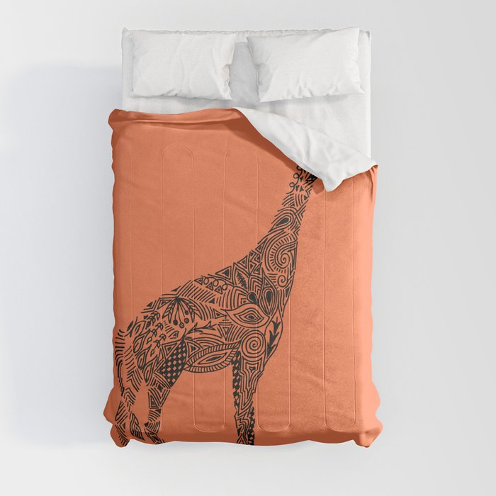 Designer Giraffe Coral Comforter