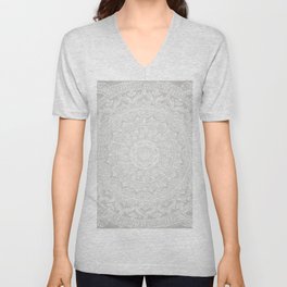 Mandala Soft Gray V Neck T Shirt