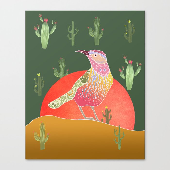Wren Bird in desert Canvas Print