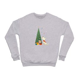 Festive Dog and a Christmas Tree Crewneck Sweatshirt