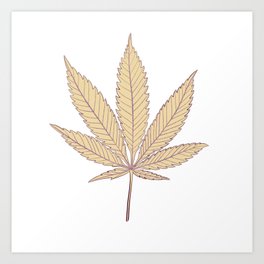 Marijuana Leaf Ivory Art Print