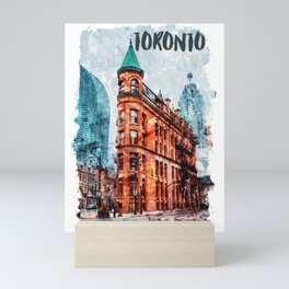 Toronto Canada city watercolor Mini Art Print