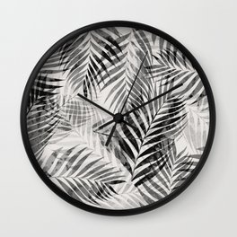Palm Leaves - Black & White Wall Clock