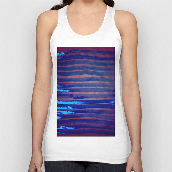 Blue Ice Lines Stripe Unisex Tank Top