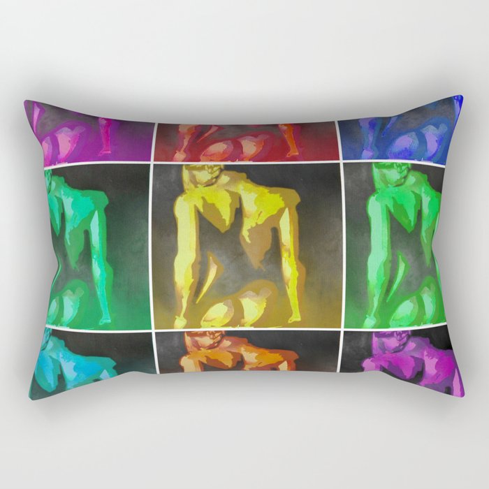 Nine Nudes Pop Art Collage Rectangular Pillow