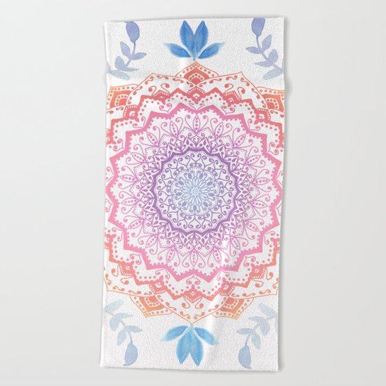 BOHO HAMSA MANDALA Beach Towel