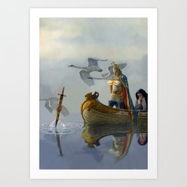 “King Arthur Takes the Sword” by NC Wyeth Art Print