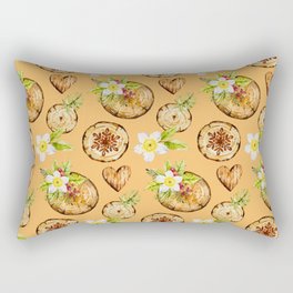 Christmas Pattern Watercolor Wooden Floral Flower Rectangular Pillow