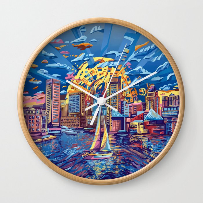 abstract city skyline-baltimore Wall Clock