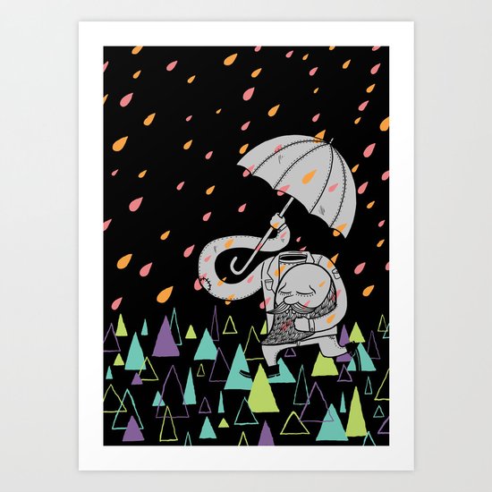 Running From The Rain Art Print