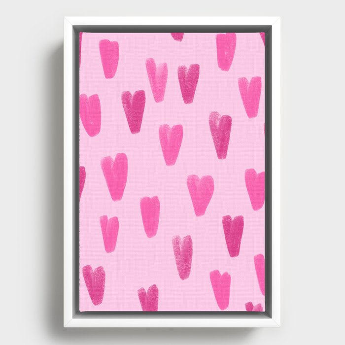 Pink Be My Valentine Hearts  Framed Canvas