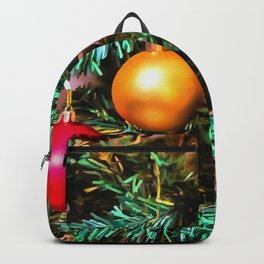 Christmas Tree With Fairy Lights and Ornaments Backpack