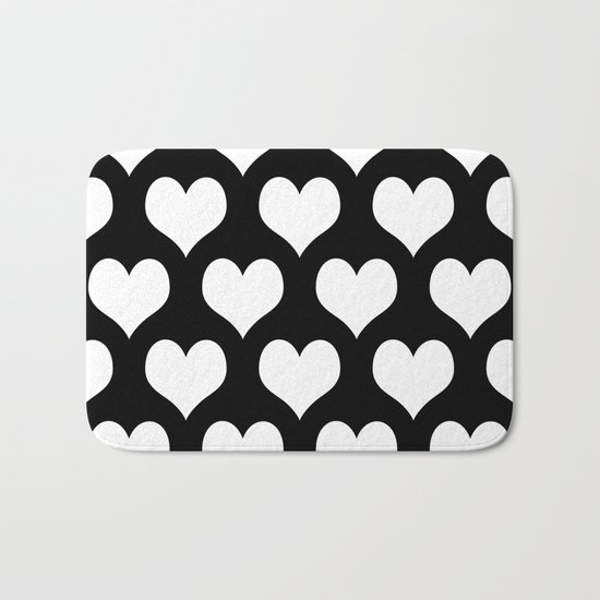 Hearts of Love Black & White Bath Mat