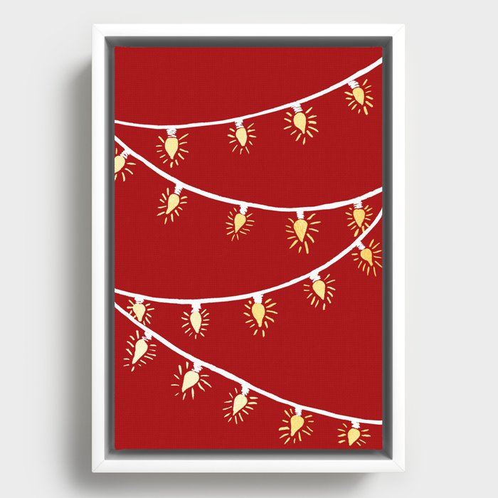 Red and gold Christmas lights Framed Canvas