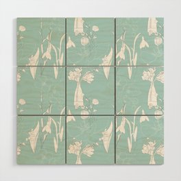 Flowers pattern with leafs in pastel color line art. Wood Wall Art