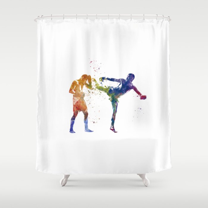 muay thai karate in watercolor Shower Curtain