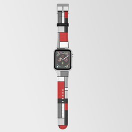 Mid Century Modern Color Blocks in Red, Gray, Black and White Apple Watch Band