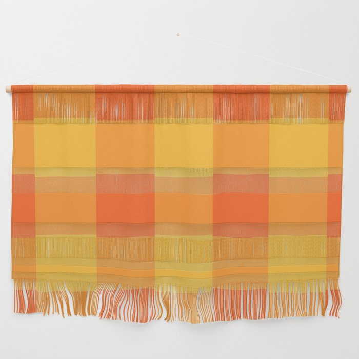 Checkered - Colorful Abstract Retro Pattern in Yellow and Orange Wall Hanging