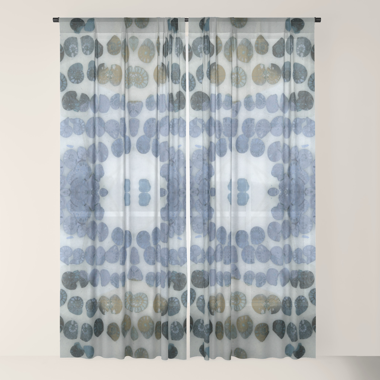 Sea Shell Disco Powder Blue Sheer Curtain By Jillseave Society6