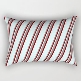 [ Thumbnail: Grey, Dark Red & Light Cyan Colored Stripes/Lines Pattern Rectangular Pillow ]