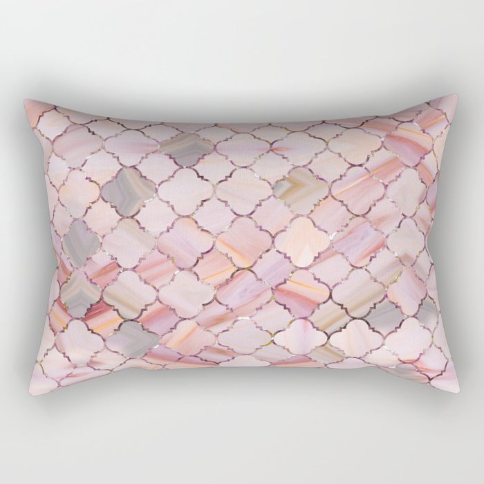 Moroccan Pattern in Marble and quartz crystal Texture Rectangular Pillow
