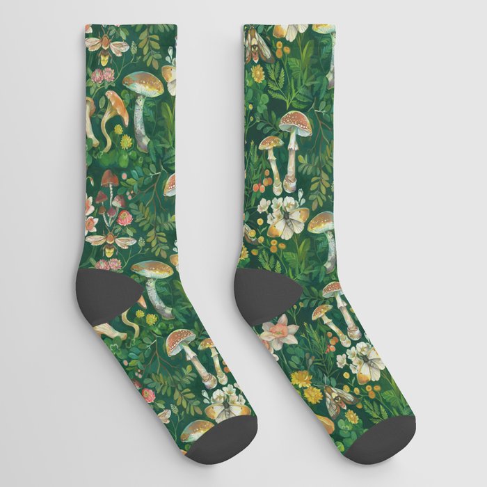 Mushrooms Dandelion Garden Socks