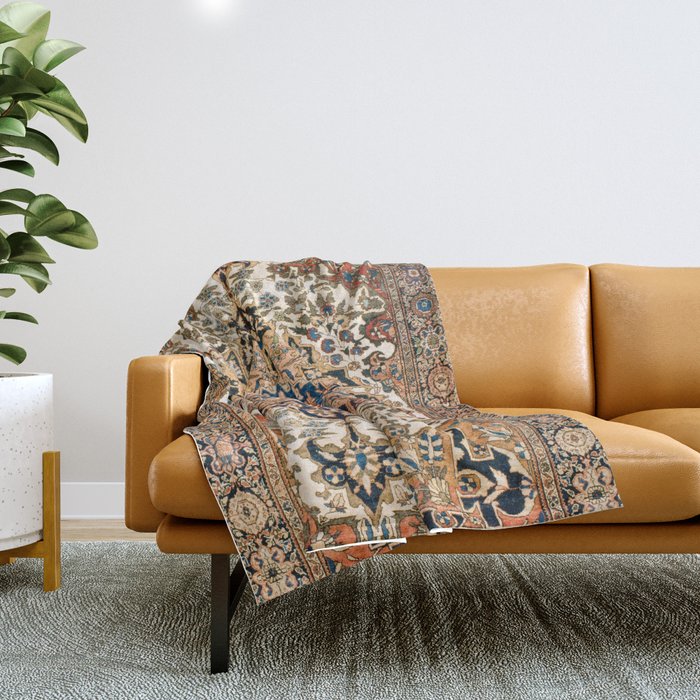 Ferahan Arak  Antique West Persian Rug Print Throw Blanket
