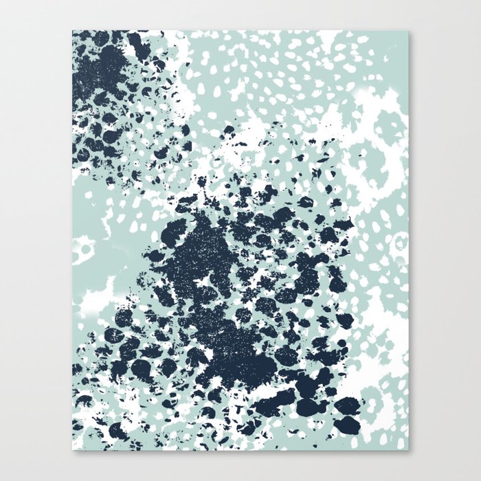 Textured mint and blue abstract painting dots pattern modern minimal art print Canvas Print