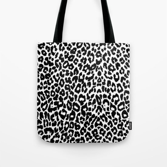 Leopard Pattern (Black and White) Tote Bag