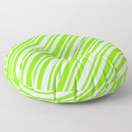 [ Thumbnail: Light Cyan and Green Colored Lined/Striped Pattern Floor Pillow ]