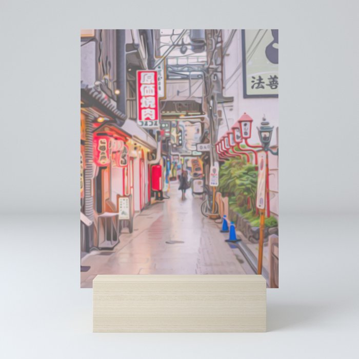 Japan Street Oil Painting Mini Art Print