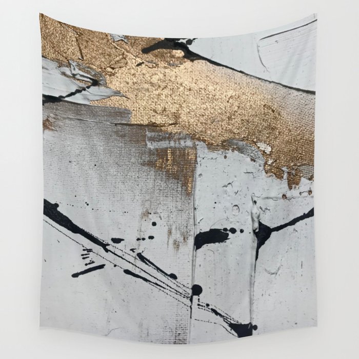 Still An Abstract Mixed Media Piece In Black White And Gold By