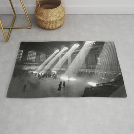 New York Grand Central Train Station Terminal Black and White Photography Print Rug