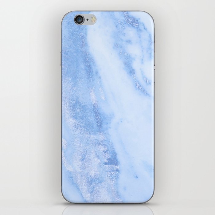 Shimmery Pure Cerulean Blue Marble Metallic iPhone Skin
