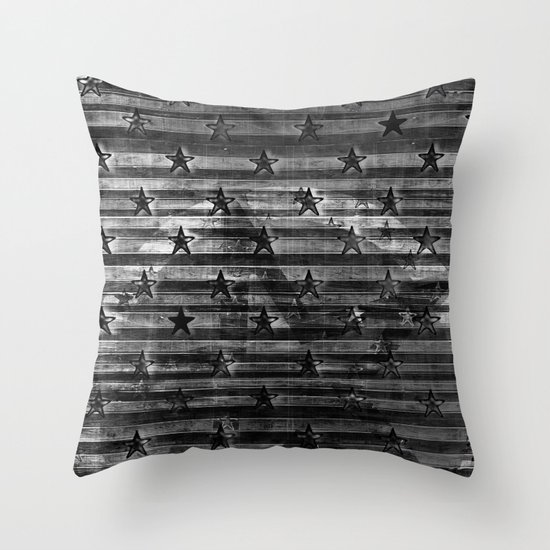Black Stars & Black Stripes Throw Pillow