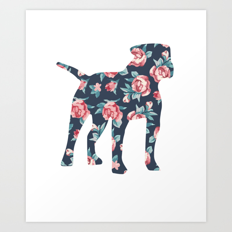 American Bulldog Floral Design Art Print By Ugrcollection Society6