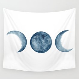 Blue Moon Phases Watercolor Wall Tapestry