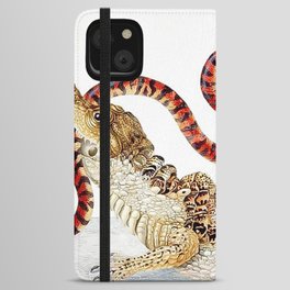 Spectacled Caiman and a False Coral Snake by Maria Sibylla Merian c.1705-10 // Wild Animals Decor iPhone Wallet Case