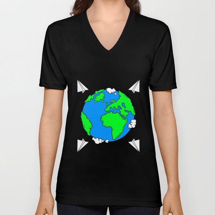 WORLD V Neck T Shirt