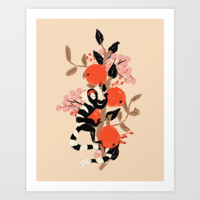 The monkey and the oranges Art Print