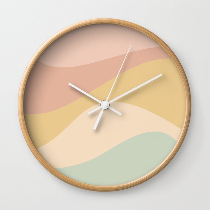 Abstract Color Waves - Neutral Pastel Wall Clock
