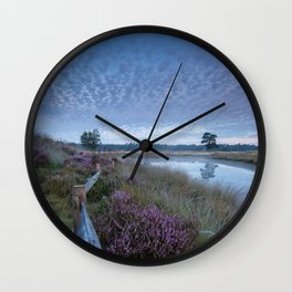 Heather field and the little lake Wall Clock