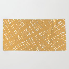 Rough Weave Painted Abstract Burlap Painted Pattern in White and Beige  Beach Towel