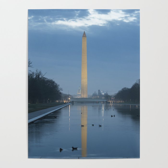 Washington Monument Reflecting in the Reflecting Pool Washington DC Poster