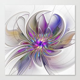 Energetic, Abstract And Colorful Fractal Art Flower Canvas Print